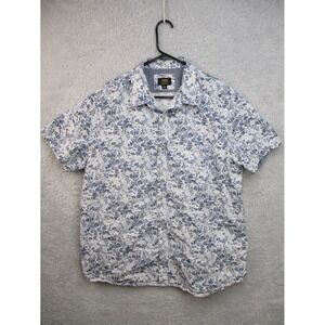 Lee Regular Fit Floral Button Up Shirt XL Blue White Short Sleeve Casual Resort